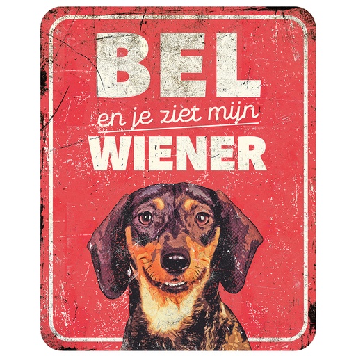 [695/471494] Waarschuwingsbord dachshund nl 25x20x0,3cm rood