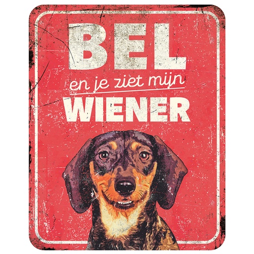 [BR_214468] Waarschuwingsbord dachshund nl 25x20x0,3cm rood