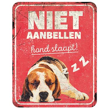 [BR_214469] Waarschuwingsbord beagle nl 25x20x0,3cm rood