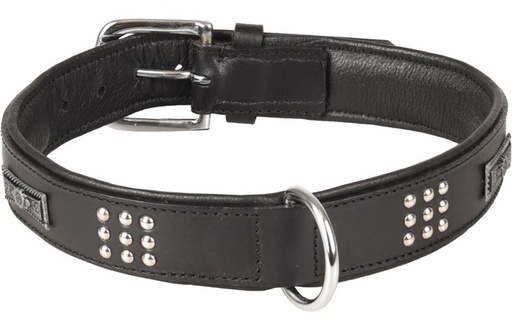 [BR_214554] HALSBAND SEDONA LEDER+FITTING ZWART 51-60CM 37MM