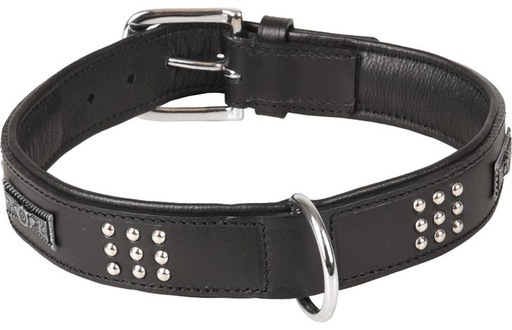 [520054] HALSBAND SEDONA LEDER+FITTING ZWART 47-55CM 37MM