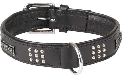 [520053] HALSBAND SEDONA LEDER+FITTING ZWART 43-50CM 37MM