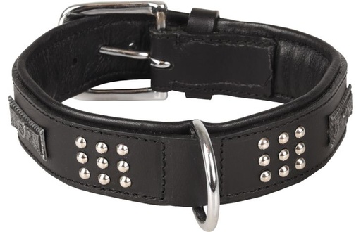 [520051] HALSBAND SEDONA LEDER+FITTING ZWART 34-40CM 37MM