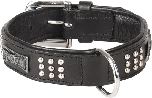 [520050] HALSBAND SEDONA LEDER+FITTING ZWART 31-35CM 33MM