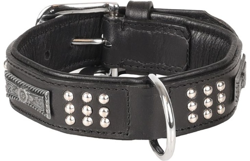 [520049] HALSBAND SEDONA LEDER+FITTING ZWART 26-31CM 33MM