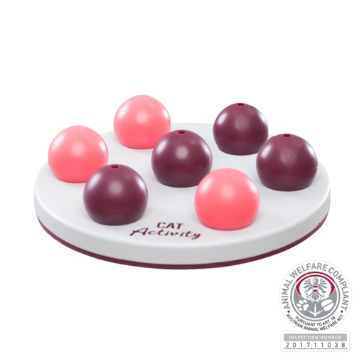 [4594] Cat Activity strategiespel Solitaire, ø 20 cm, bes/pink/lichtgrijs