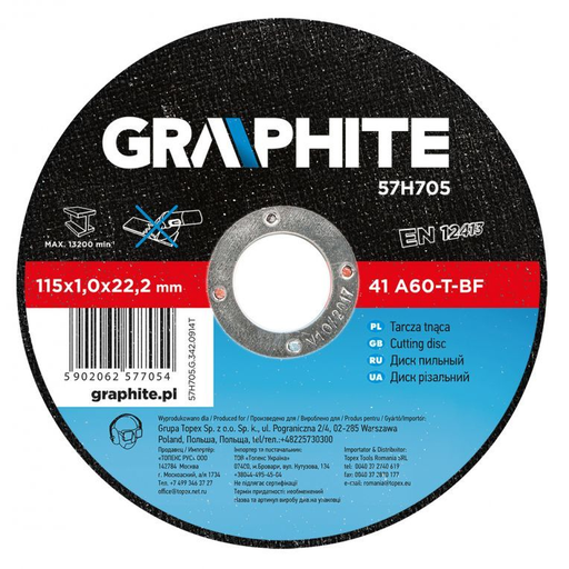[57H705] Doorslijpschijf 115x22x1,0mm Metaal