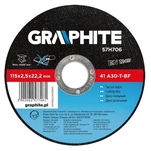 [BR_215086] # Doorslijpschijf 115x22x2,5mm Metaal
