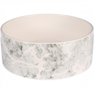 [BR_215670] EET-EN DRINKPOT HOND MARMI KERAM. GRIJS ROND 1700ML 20x7,5CM