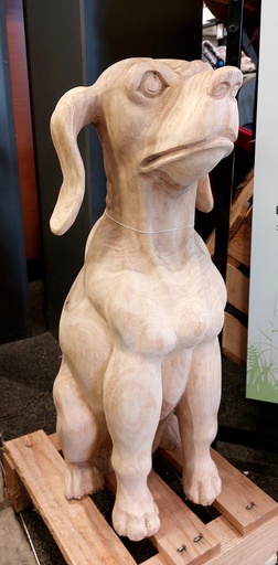 [BR_215757] Beeld Teak hond zittend handgemaak