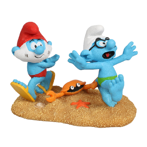 [BR_216009] Smurfen Strand Grote Smurf & Brilsmurf 11,5x6,8x8cm Meerkleurig