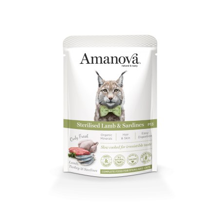 [AMU04ST8A ] Amanova Pouch Cat P13 Sterilised Lamb + Sardines 85gr
