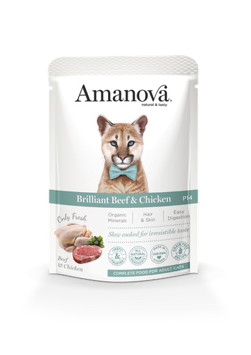 [AMU06VP8A ] Amanova Pouch Cat P14 Adult Brilliant Beef + Chicken 85gr