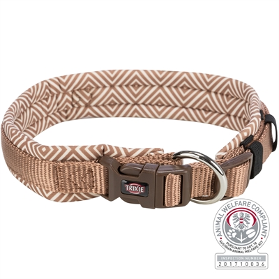 [1988327             ] Premium halsband, extra breed neopreen-stoffering, S–M: 35–42 cm/15 mm, boho-rui