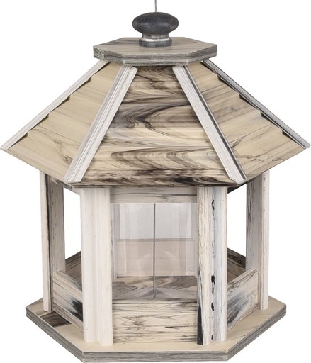 [110316              ] VOEDERSILO ZADEN PAVEL KUNSTSTOF MET HOUT WIT/GRIJS 30x30x30CM