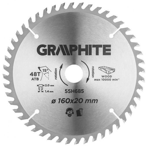 [BR_217317] Blad 160mm, Asgat 20mm, Tanden 48, Dikte 1,4mm, Zaagdikte 2,0mm, Geometry ATB, M