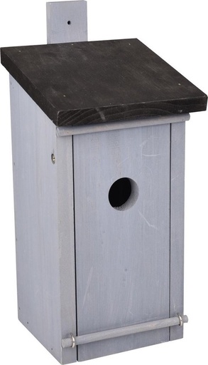 [BR_223988] # NESTKASTJE GIJS HOUT GRIJS+ZWART DAK 15x15,5x32,5CM