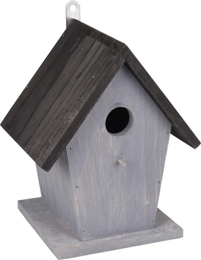 [BR_223989] # NESTKASTJE GUUS HOUT GRIJS+ZWART DAK 18,5x15x23CM