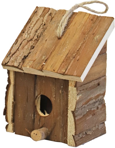 [021 5919] Broedhuis 'natural' vierkant met schuindak hangbaar, 16 cm