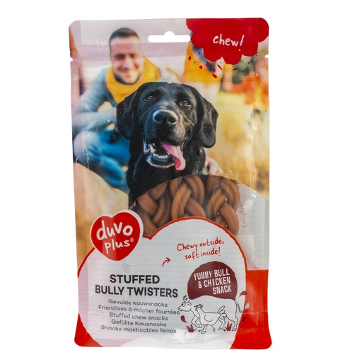 [BR_224708] Chew! Gevulde bully twisters 15cm - 7pcs -252g bruin