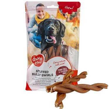 [BR_224709] Chew! Gevulde bully swirls 15cm - 7pcs - 231g bruin