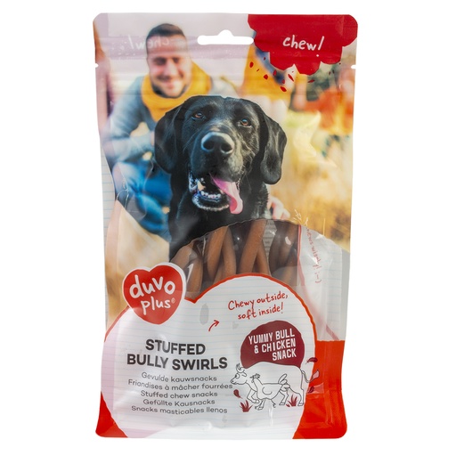 [BR_224709] Chew! Gevulde bully swirls 15cm - 7pcs - 231g bruin