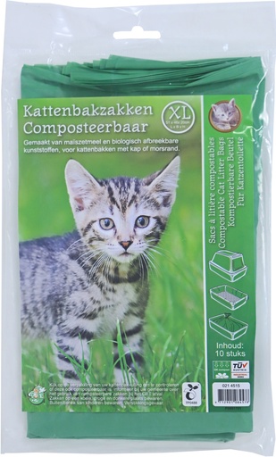 [021 4515] Kattenbakzak composteerbaar, groen XL pak a 10 stuks