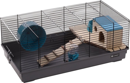 [BR_225400] HAMSTERKOOI JANG ZWART/GRIJS 58x31,5x22,5CM