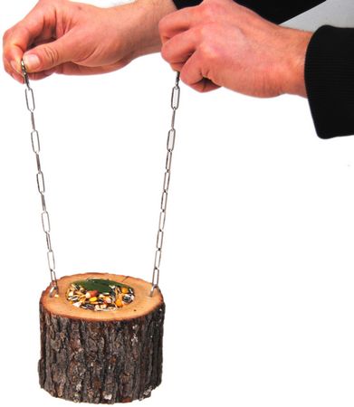 [BR_225262] Eikenhouten eetpot vogel met ketting 10x15 cm