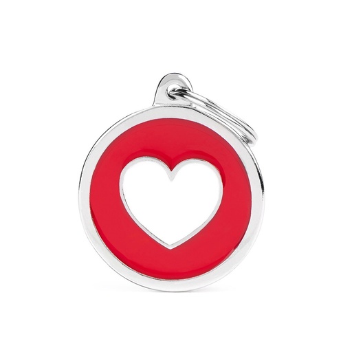 RED BIG CIRCLE WHITE HEART