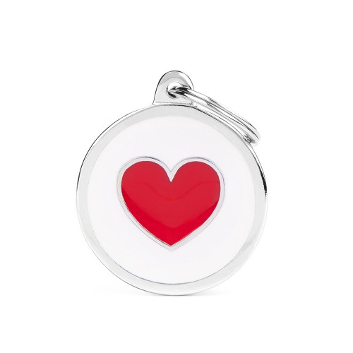 WHITE BIG CIRCLE RED HEART