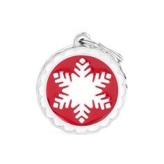 RED BIG CIRCLE WHITE SNOWFLAKE