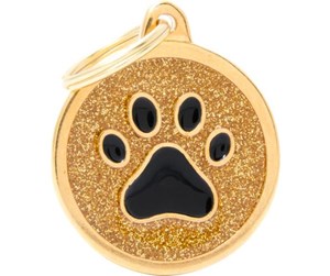 GOLD BIG GLITTER CIRCLE BLACK PAW