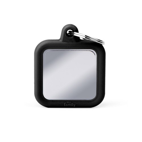 SQUARE CHROME PLATED BRASS BLACK RUBBER