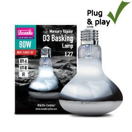 [R2100265] Arcadia D3 UV basking lamp 80 watt mini